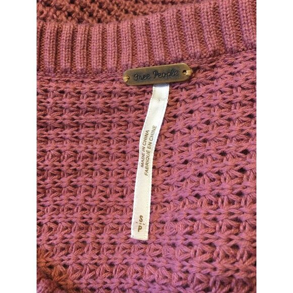 Free People Women's Moonshine V Neck Cold Shoulder Knit Sweater Pullover Small - Picture 4 of 6